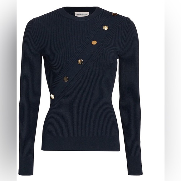 Alexander McQueen ribbed-knit button-detail top - Picture 1 of 11